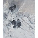 MOSSE STOOPENDAAL 1901-1948 Oljemålning på duk. Kråkor i vinterlandskap. Signerad och daterad