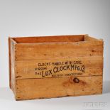 Pine Packing Crate from the Lux Clock Company, Waterbury, Connecticut, c. 1920, stenciled on two