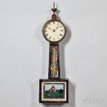 Stenciled Patent Timepiece or "Banjo" Clock, New England, c. 1825, painted Roman numeral iron dial