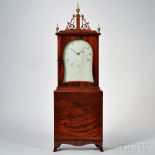 Aaron Willard Mahogany Shelf Clock, Roxbury, Massachusetts, c. 1800, the fret-top case with three