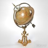 Juvet & Co. Time Globe Table Clock, Canajoharie, New York, c. 1880, the tabletop stand supporting