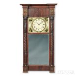 Edmund Currier Looking Glass Wall Clock, Salem, Massachusetts, 1825-30, the mahogany dovetailed case