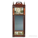 Joseph Ives Patent Looking Glass Clock, Bristol, Connecticut, c. 1820, mahogany scroll-top case with