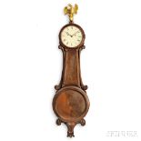 Joseph Nye Dunning Striking Girandole Wall Clock, Burlington, Vermont, c. 1825, the mahogany case