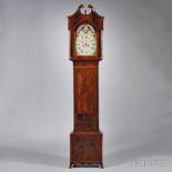 Mid Atlantic Inlaid Mahogany Tall Clock, New Jersey or Pennsylvania, c. 1810, swan's neck pediment