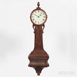 Joseph Nye Dunning Wall Clock, Burlington, Vermont, c. 1820, mahogany case with wooden bezel over