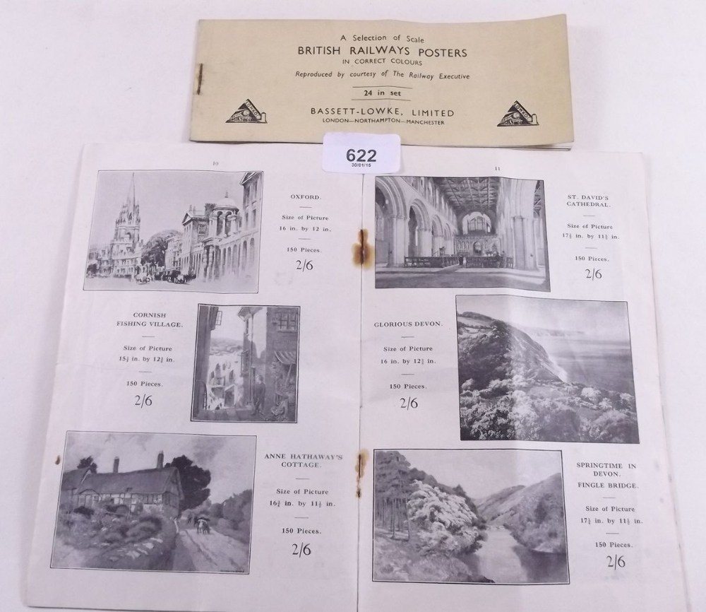 An early 20th century miniature set of British Railway Posters by Bassett-Lowke Ltd in a booklet  (