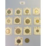 A tray of pre 1947 British coins (6) pre 1920, 14 in total - examples include: Victoria 1887 Jubilee