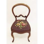 A Victorian balloon back chair with tapestry seat