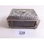 A silver embossed matchbox cover, 7.5mm - Birmingham 1894