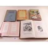 A group of five children's books: Peter Pan and Wendy, Alice's Adventures in Wonderland and
