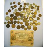 Tray of European 18th, 19th and 20th century coins, examples: German two and a half silver