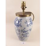 A 19th Century Chinese blue and white vase painted blossom and bird - converted to a table lamp