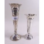 Two silver tapered vases