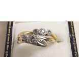 An Edwardian 18 carat gold ring set three chip diamonds and a similar 9 carat gold one