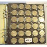 Coin album containing Victoria through Elizabeth II halfcrowns, florins, sixpences, silver