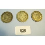 A group of William IV Halfcrowns all 1836 - Condition Fair - Fine