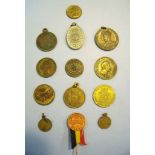 A group of medallions/tokens including George V - Queen Mary Coronation 1911 Yardley Worcs, 1787