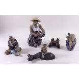 A group of Chinese pottery part glazed figures