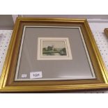 R Davidson - watercolour  Magdalen College Oxford - 7 x 9cm framed and glazed