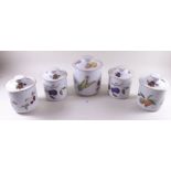 Five Royal Worcester Evesham storage jars