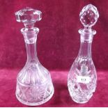 Two cut glass decanters