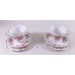 A Colclough set of six cups and saucers and six tea plates - 'Amanda'