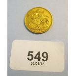 Gold Sovereign Victoria 1892 Jubilee Bust Melbourne Mint, cond. fine