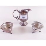 Two silver salts and a silver jug - 6g
