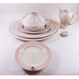 A Susie Cooper set of three meat plates (plus coffee pot, tureen and warming plate all  a/f)
