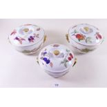 Two Royal Worcester Evesham circular tureens and lids and a small one