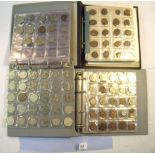 Three albums of world coins 19th & 20th century including British farthings Victoria through
