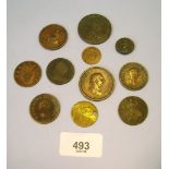 A group of copper/bronze including George III halfpennies 1799, 1806, 1807 plus Irish Hibernia