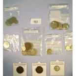 A collection of coins including countries: Canada Edward VII cent 1910, George V cent 1913,