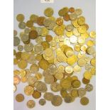 A tray of world coins 20th century - Countries include: Belgium, France, Holland, Greece, Malta, New