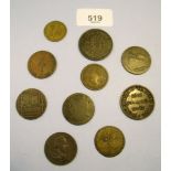 A group of tokens bronze/copper including: George Jackson Birmingham, 1795 Corresponding Society