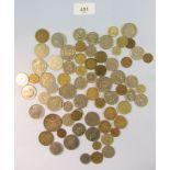 Tray of 20th Century world coins including examples from Kenya, France, Belgium, Tanzania,