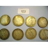 A group of eight total Victoria Double Florins including four 1887, two 1888 and two 1889 - all with