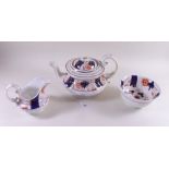 A Victorian Staffordshire Gaudy Welsh teaset with faults comprising: teapot, milk, sugar and seven