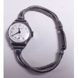 A ladies Garrard silver bracelet watch