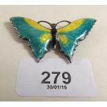 A silver and enamel butterfly brooch