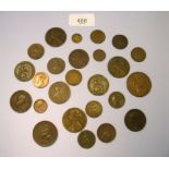 A group of British copper/bronze including: Victoria bun pennies 1864, 1865, 1843, George III
