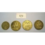 A group of four George IV coins including 1821 Secundo, 1822 Secundo and Tertio plus 1823