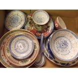 A group of reproduction oriental plates and dishes