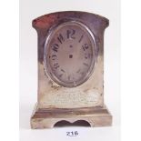A silver Art Deco mantel clock engraved presentation - a/f