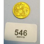 Gold Sovereign Edward VII 1910, London Mint, cond. fine-VF
