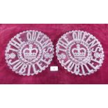 A pair of Victorian pressed glass commemorative plates 1887