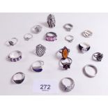 A good selection of silver dress rings