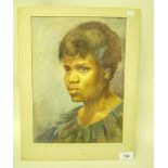 Frank Bradshaw - watercolour African girl - 32 x 23cm, signed