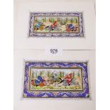 A pair of Indian watercolours on simulated miniature ivory panels - huntsmen on horseback, with